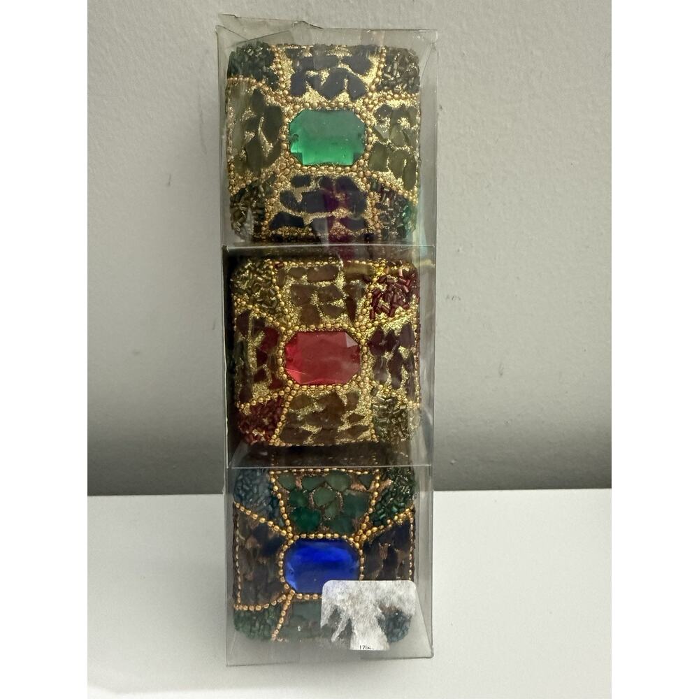 PIER 1 3 Mini Boxes Trinket Boxes Jeweled - 2 3/4” x2 1/2"x 1 1/4”NEW